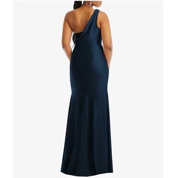 CYNTHIA & SAHAR PORTIA STYLE CS104 One Shoulder Mermaid Gown Midnight Navy - Picture 2 of 16